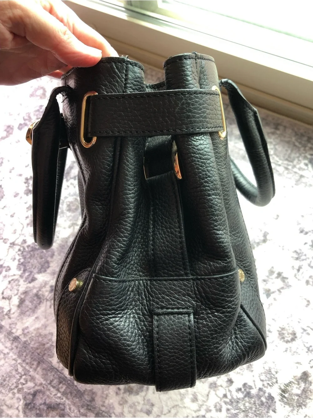 Charles David Black Pebbled Leather Satchel Purse